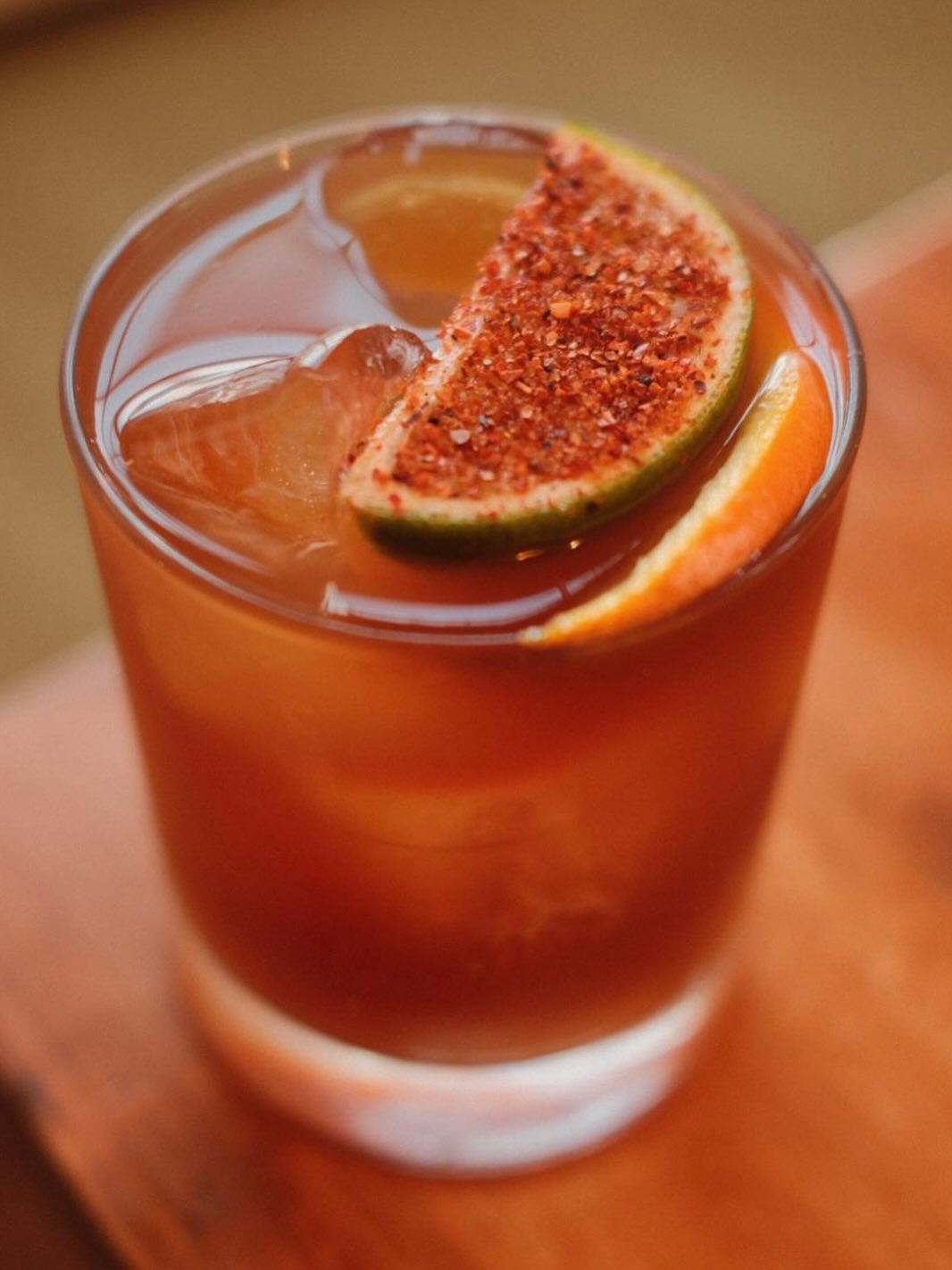 A spiced tomato cocktail with citrus at the bar